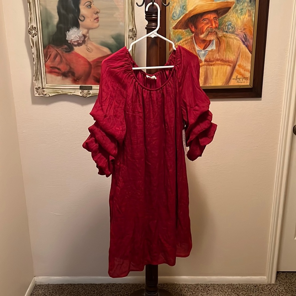 1X NWT INDIGO ROSE RED POPOVER DRESS